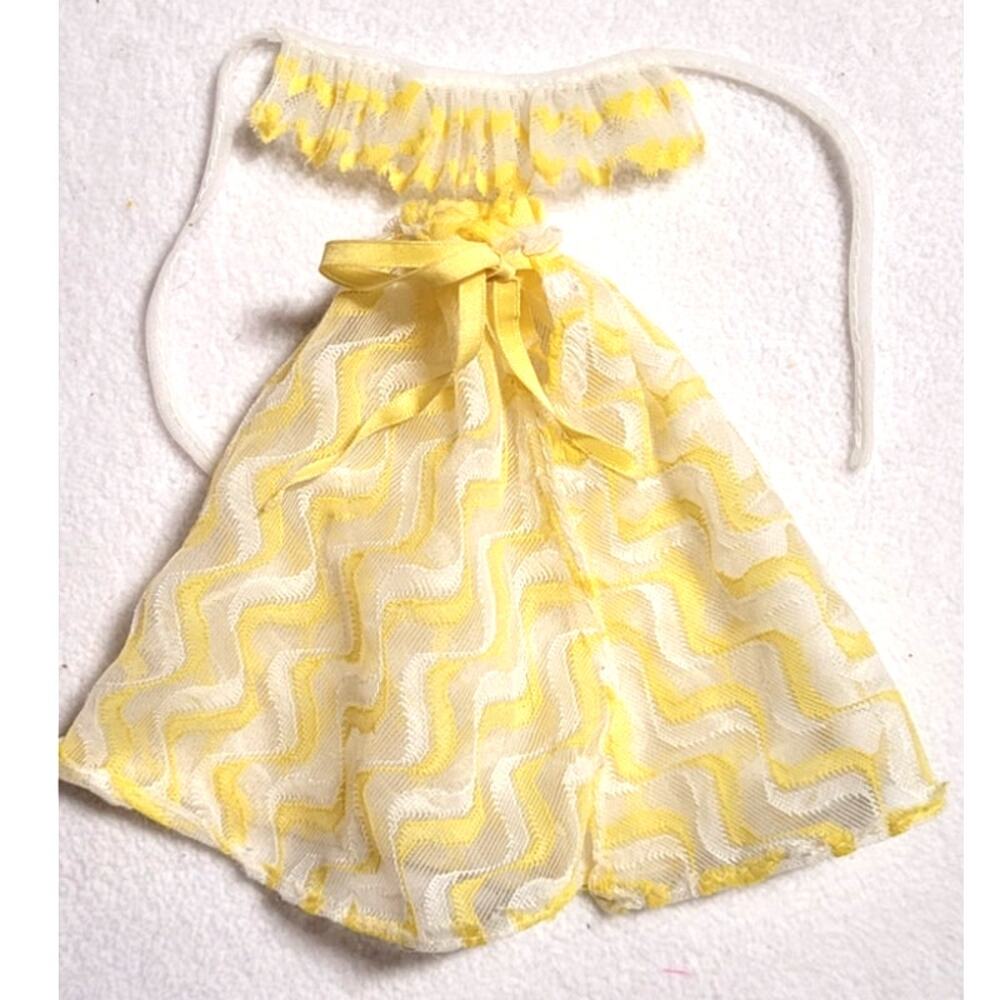 Vtg 1978 Barbie Pretty Changes Clothes Lot Skirt Hair Piece Sheer Yellow White